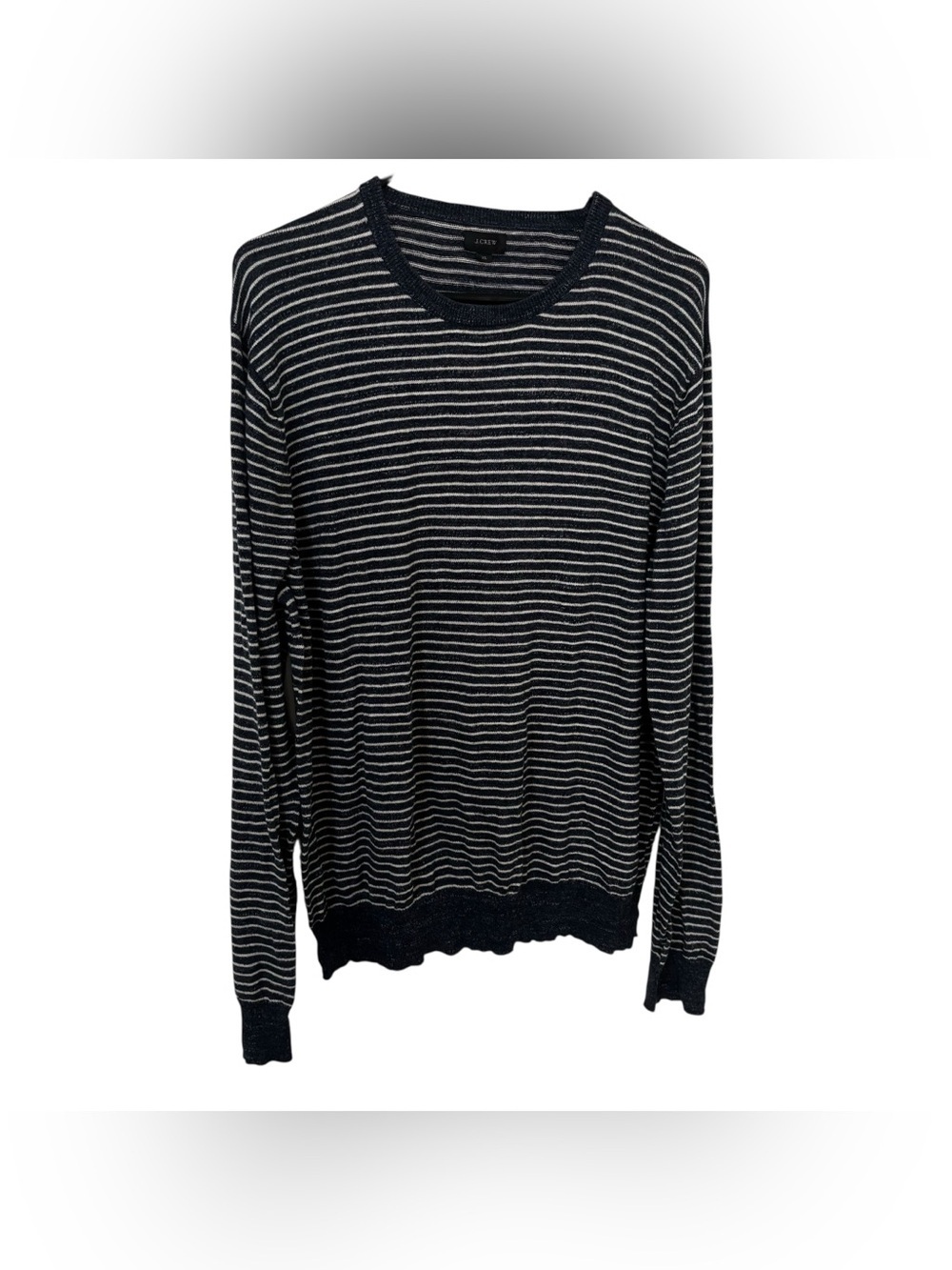 J. Crew Mens dark blue & White Stripe Crewneck Sweater 100% cotton XL